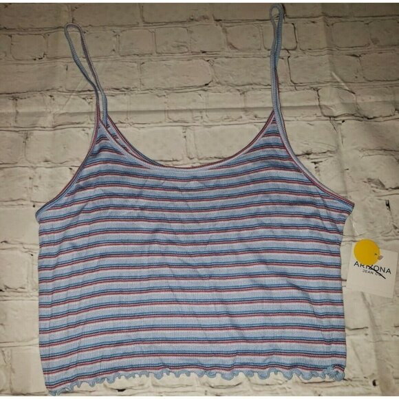 Nwt Jrs Arizona Jean Co Size XL Spaghetti Strap Lettuce Edge Crop Top - Picture 1 of 2